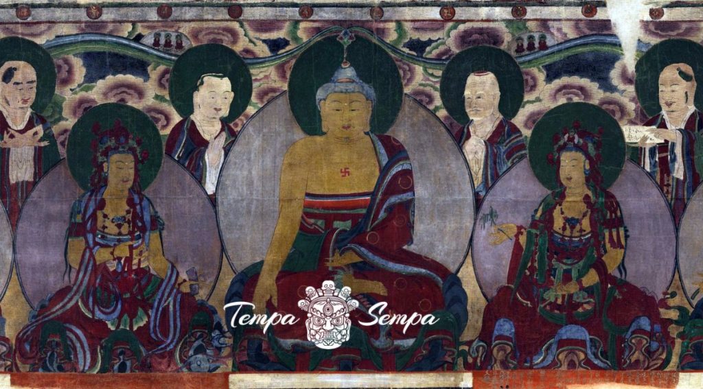 pintura del linaje antiguo tibetano budista